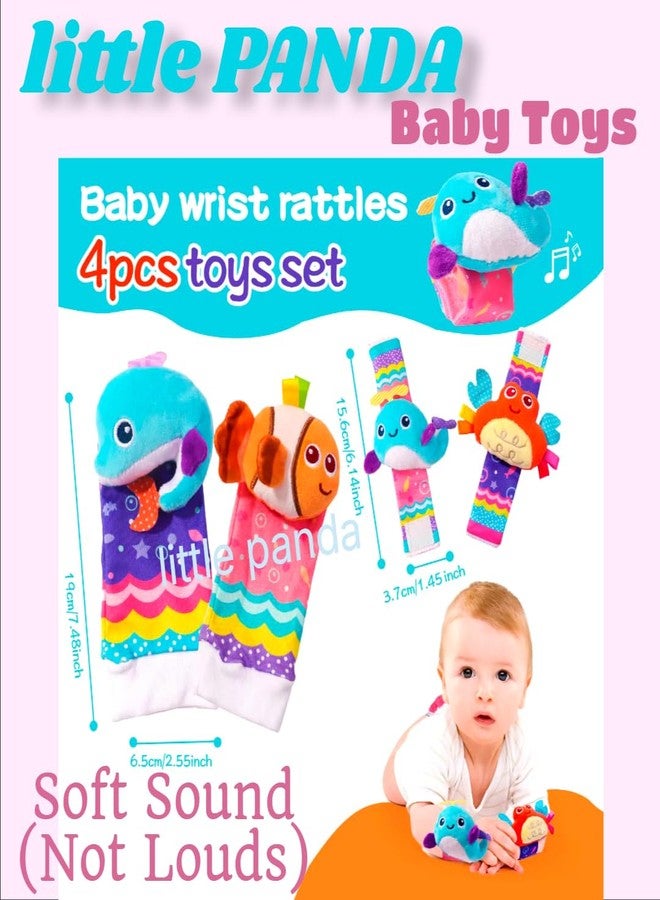 little PANDA Baby Wrist Rattle Socks Foot Finder Toy Hand Bracelet Rattle Newborn Soft Sensory Toys for Born Baby Shower Gifts 0-3 6-12 Months Infant Girl Boy, Whale Fish Toy - Image 4